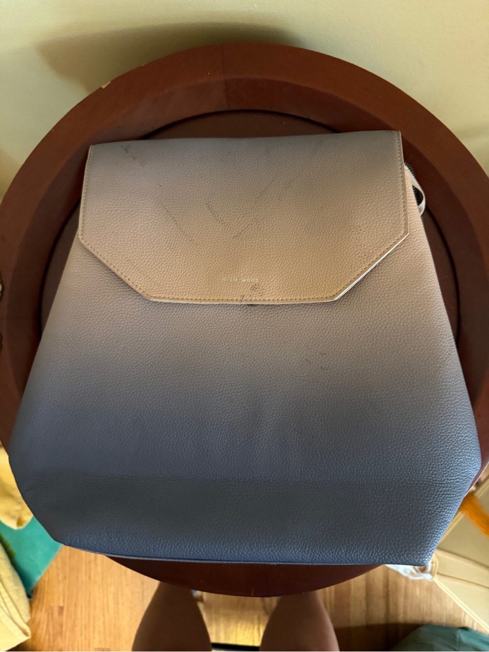Pixie Mood Two-Tone Cream & Blue Leather Backpack